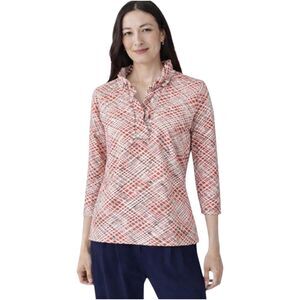 J.McLaughlin Durham Top Catalina Cloth Orange Beige Geometric Size XL